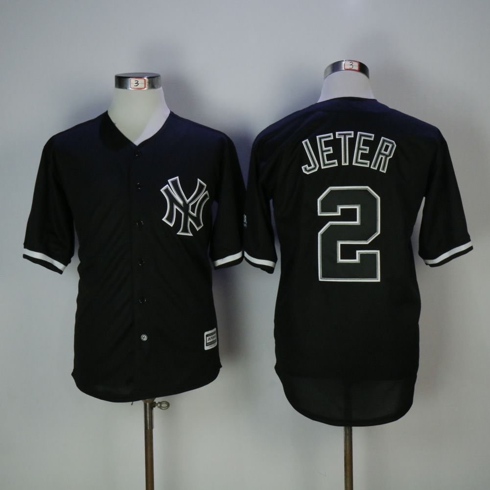 Men New York Yankees #2 Jeter Black MLB Jerseys->new york yankees->MLB Jersey